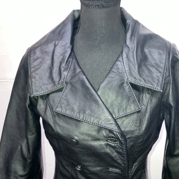 Black Leather double breasted jacket - Picture 4 of 13